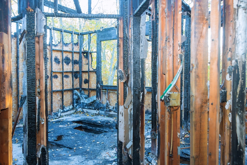 Burned house interior residence